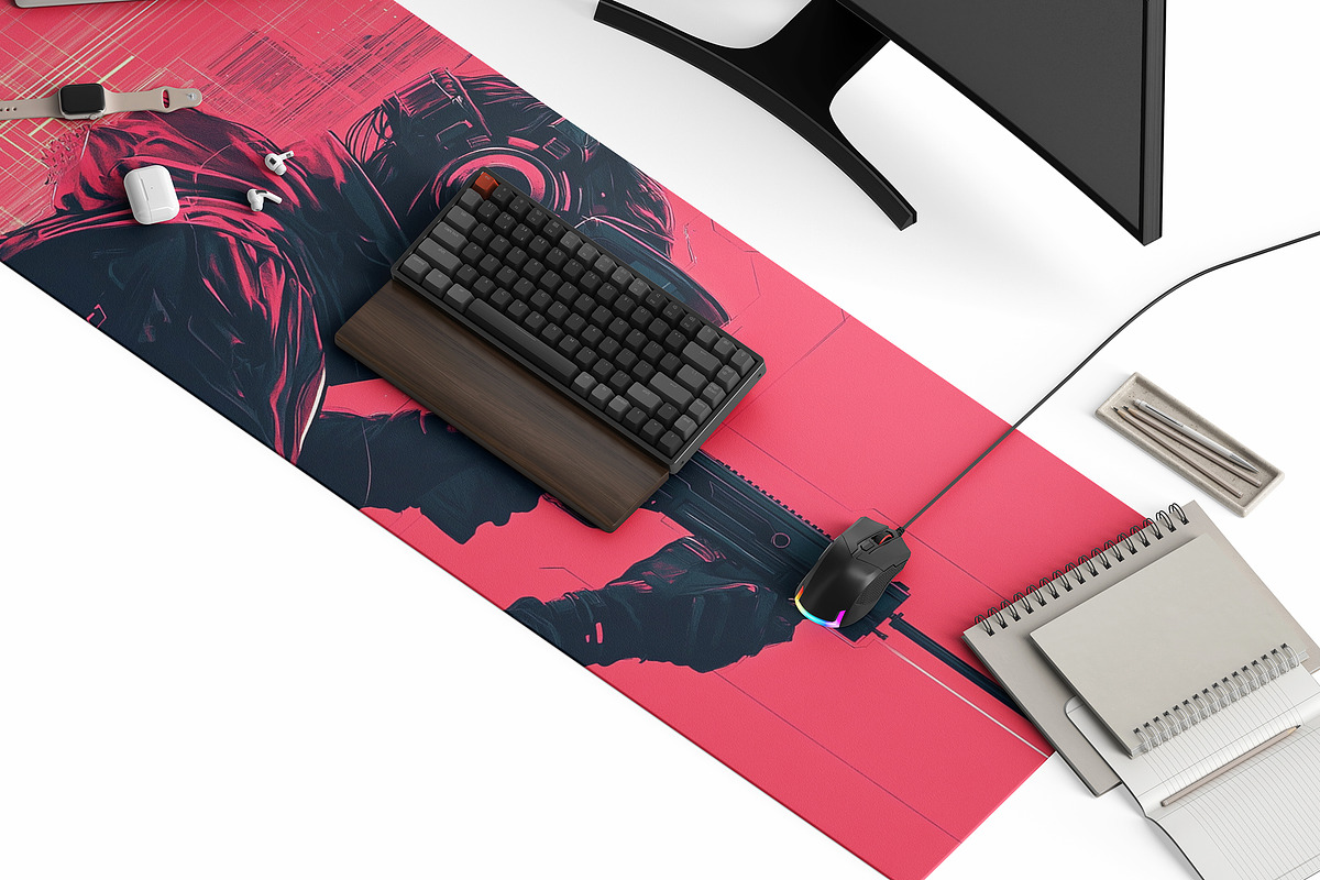 Desk mat mockup 6 PSD fully editable, a Merchandise Mockup by GraphicVil (Photo 6 of 9)