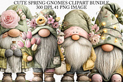 Cute Spring Gnomes Clipart Bundle, an Illustration by Canvas Craft (Thumbnail 1 of 7)