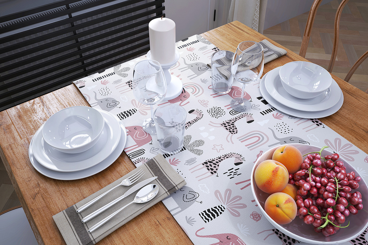 6PSD Table runner Mockup Tablecloth, a Household Mockup by GraphicVil (Photo 8 of 9)