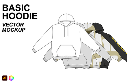 Basic Hoodie Vector Flat Mockup