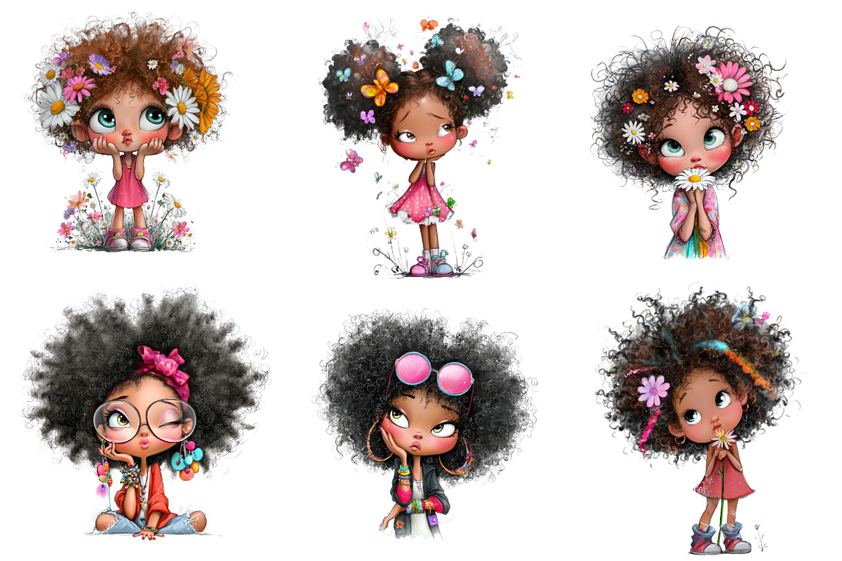 Quirky Black Girl Clipart, an Illustration by CreationArt (Photo 4 of 4)