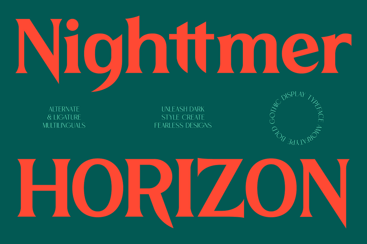 Nighttmer Horizon Bold Gothic, a Blackletter Font by AmorfaType (Photo 1 of 10)