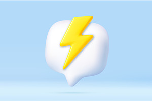 3D lightning bolt in chat bubble, an Object Illustration by ModVector