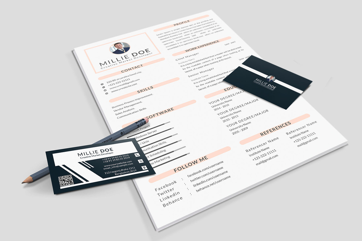 Resume Template and Cover Letter, a Resume Template by designvillage (Photo 2 of 13)