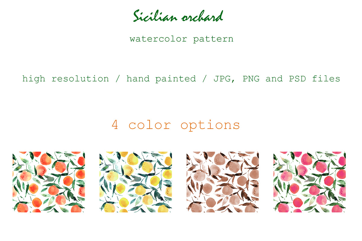 Sicilian orchard - seamless pattern, a Pattern Graphic by Katerina Tova (Photo 2 of 11)