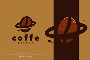 Coffee Planet Simple Mascot Logo