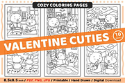 Valentine Cuties Cozy Coloring Pages, a Seasonal Illustration by Ink Gallery (Thumbnail 1 of 4)