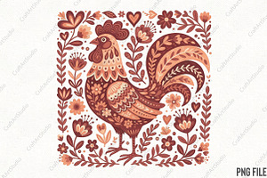 Floral Chicken Valentine PNG, an Illustration by CraftArtStudio