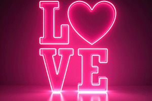 Neon Love Sign with Heart Symbol, a Holiday Photo by Davizro's Market