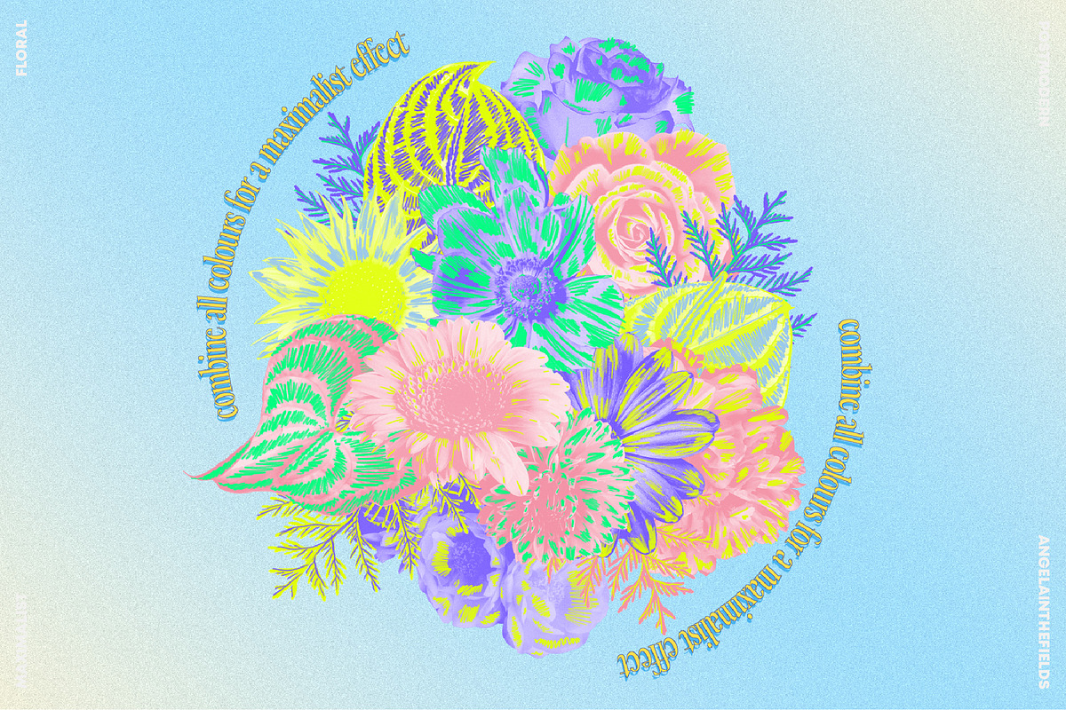 80s Floral Clipart + Bonus, an Object Illustration by angelainthefields (Photo 4 of 12)