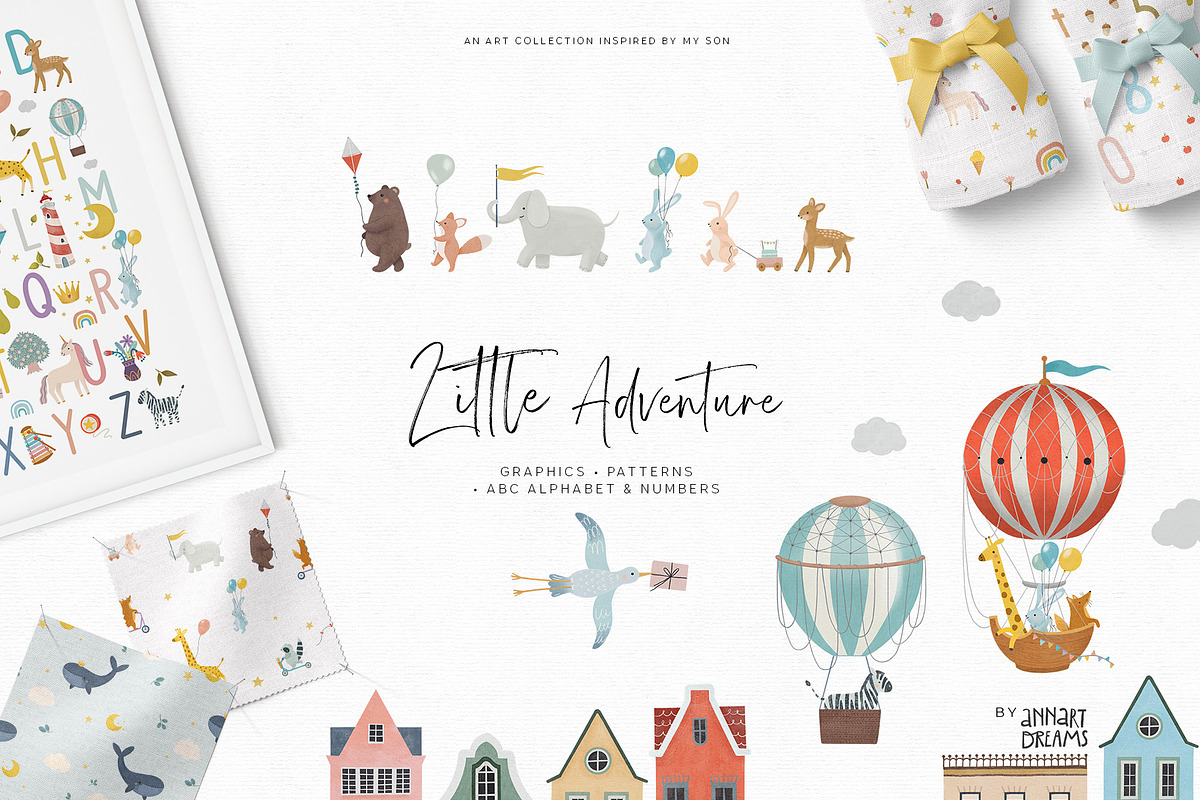 Little Adventure. Clipart & Patterns, an Animal Illustration by annartdreams (Photo 1 of 8)