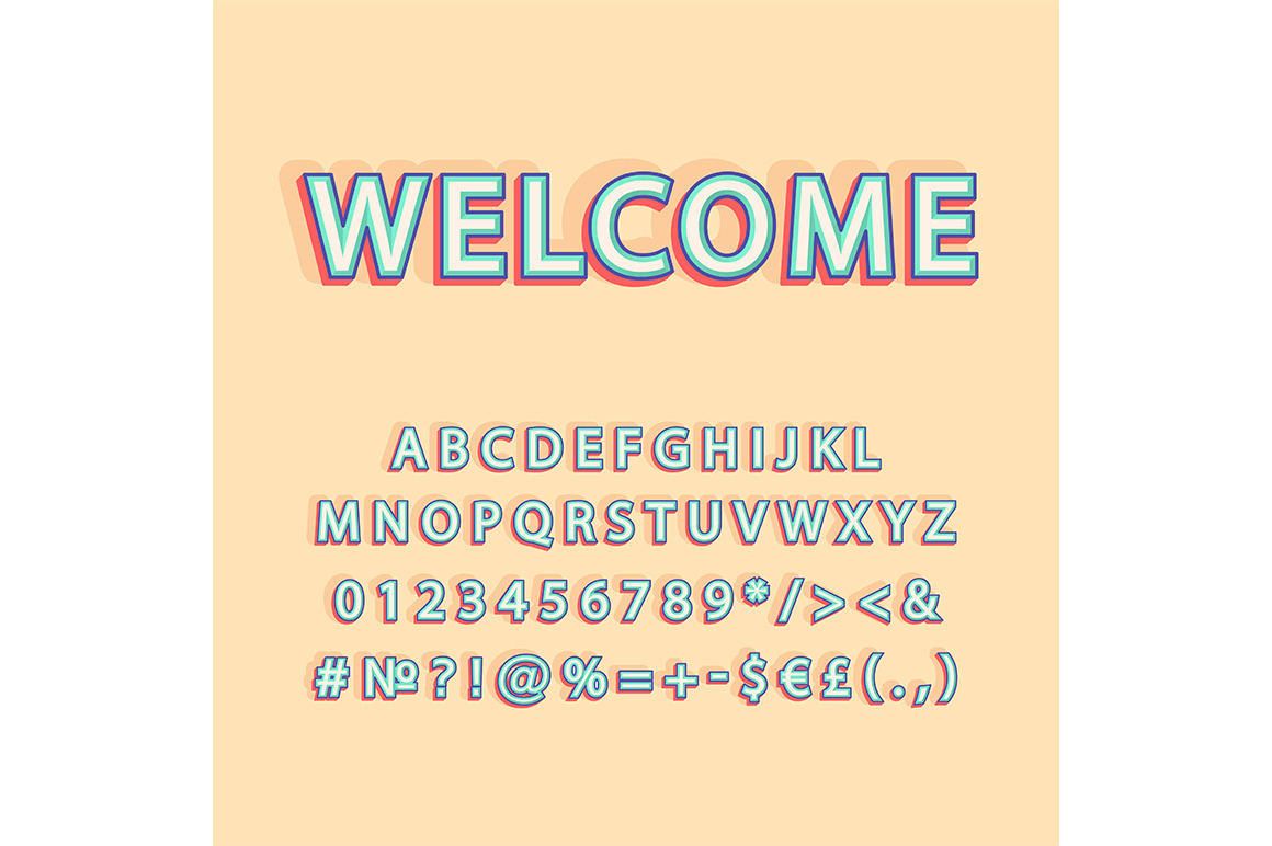 Welcome header vintage 3d alphabet, a Templates & Theme by IMG Visuals