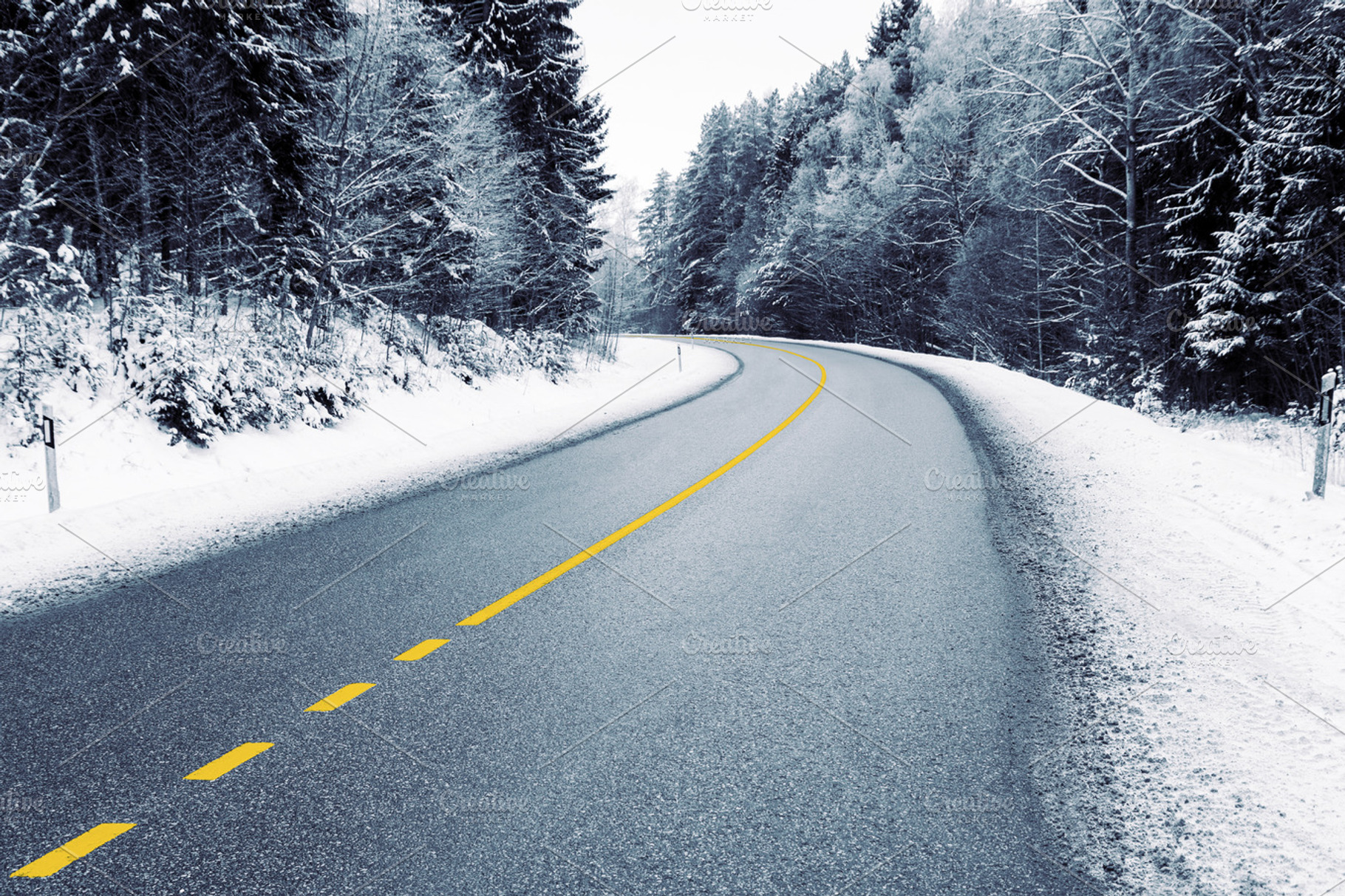 Empty country road in winter, a Transportation Photo by BOOCYS