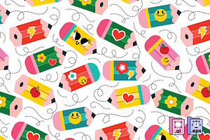 Colorful Pencil Seamless Pattern, a Pattern Graphic by MISS CHATZ