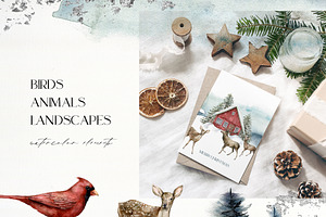 Watercolor Christmas Spirit Graphics