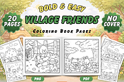 Bold & Easy Village Friends Coloring, an Animal Illustration by Neon Studio (Thumbnail 1 of 3)