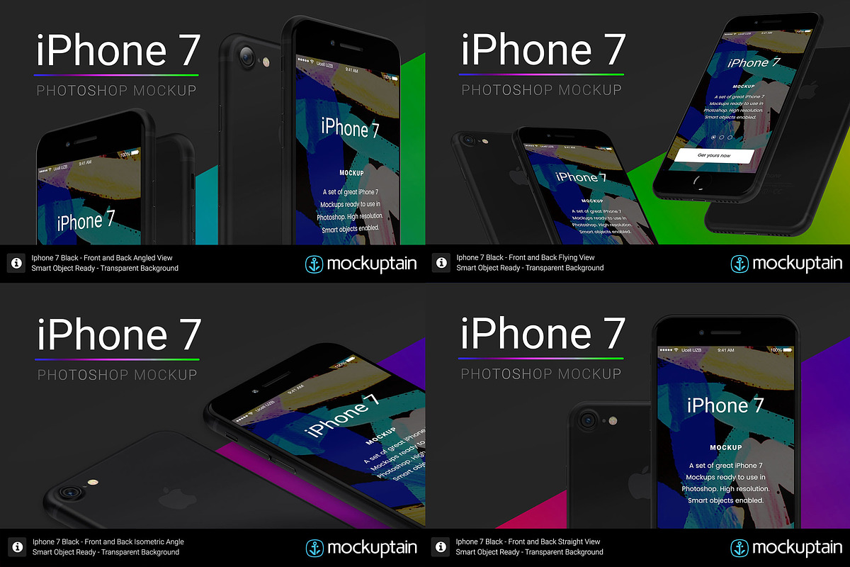 Iphone 7 Mockup Black Full Pack, an iPhone Mockup by mockuptain (Photo 3 of 7)