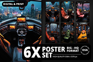 Cyberpunk Vehicle Interior Poster