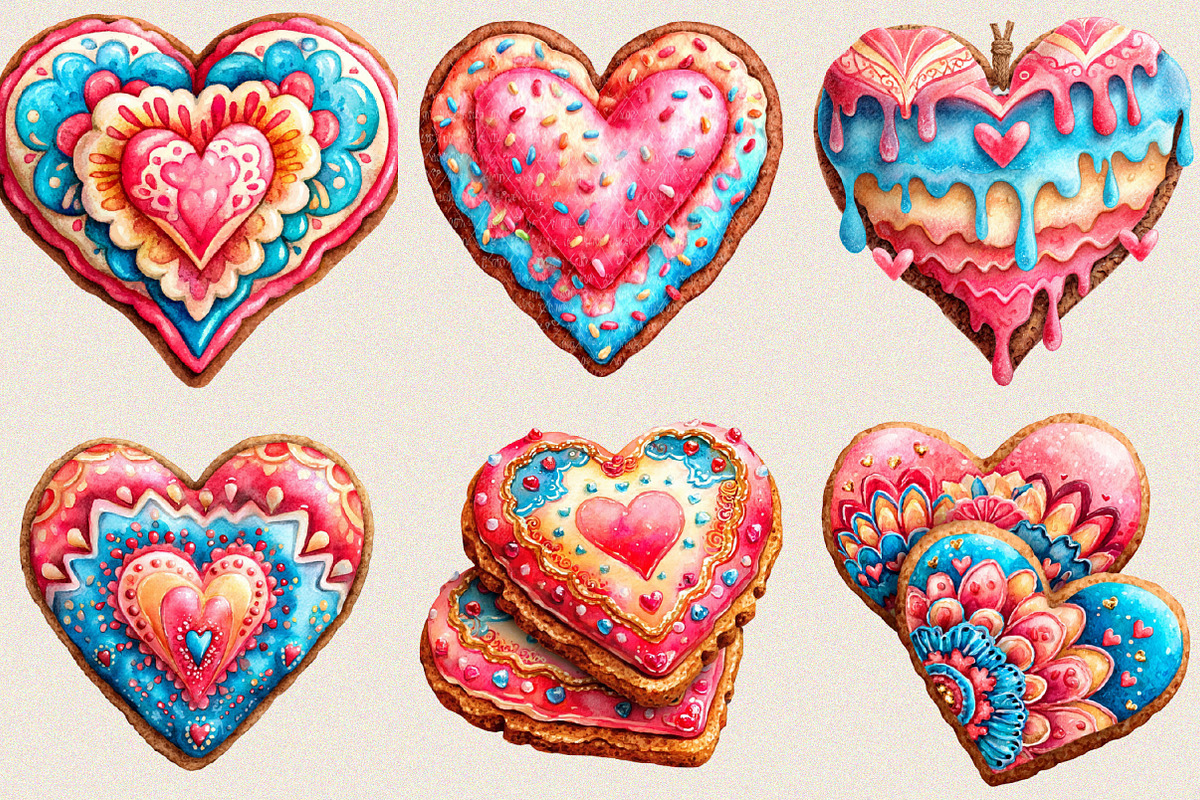 Valentine's Love Cookie Clipart Bun, an Illustration by SVGArt (Photo 8 of 9)