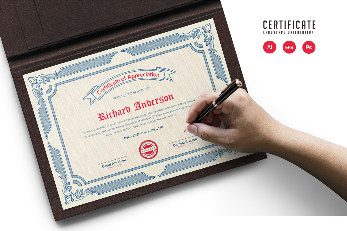569. Modern Certificate Template, a Stationery Template by CreativeRezwan (Photo 1 of 3)