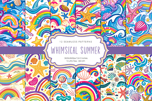 Whimsical Summer Seamless Patterns