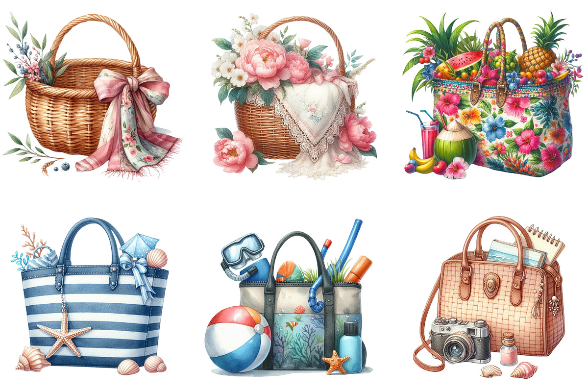 Summer Beach Bag Clipart Bundle, a Seasonal Illustration by DreamArtGraphic (Photo 3 of 4)