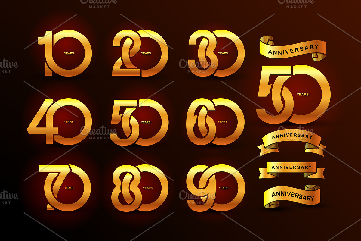 Set of anniversary pictogram icon., an Icon by Vector photo shop (Photo 2 of 2)