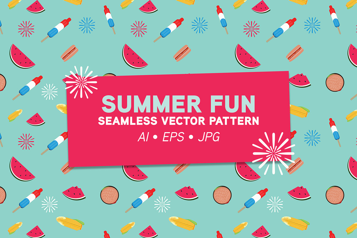 Summer Fun Seamless Pattern, a Pattern Graphic by IFBdesign (Photo 1 of 3)