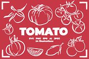 TOMATO LINE ART SET (24 elements), a Food Illustration by Bonfloret Studio (Thumbnail 1 of 9)
