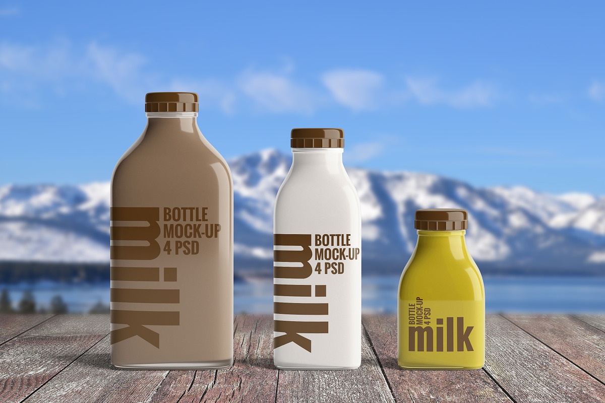 [-33%] Milk Bottle Mock-Up Bundle #1, a Packaging Mockup by AY Mock-Ups (Photo 5 of 17)
