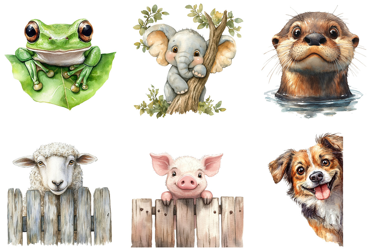 Quirky Animals Peeking Around Corner, an Illustration by DreamArtGraphic (Photo 2 of 4)
