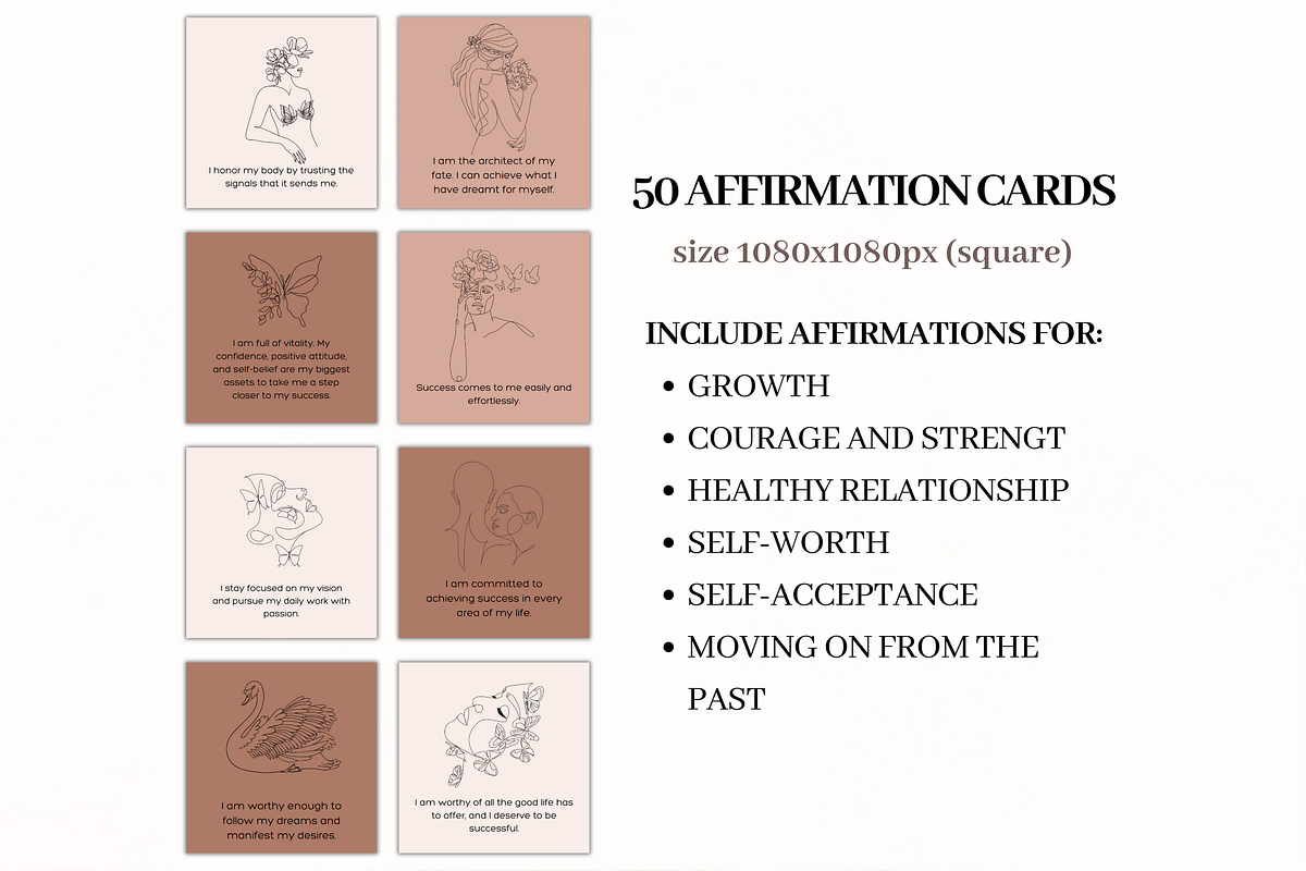 Minimalistic Affirmation Card Deck, a Design Template by Digital By Nikoleta (Photo 3 of 9)