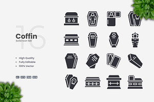 Coffin Solid Icons, an Icon by Upnowgraphic