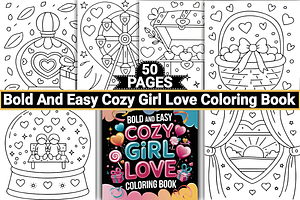 Bold Easy Cozy Girl Love Coloring, a Decorative Illustration by Coco Bloom