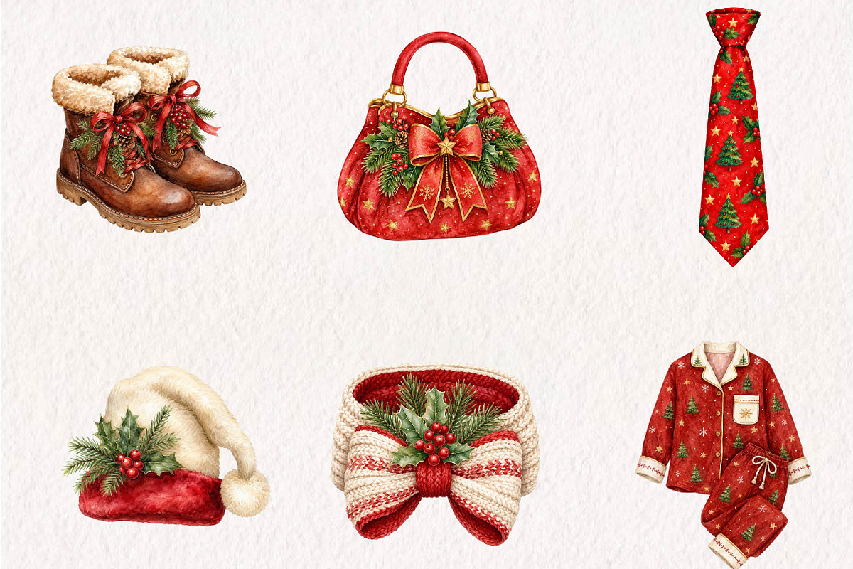 Christmas Winter Accessories Clipart, a Seasonal Illustration by CreationArt (Photo 2 of 6)