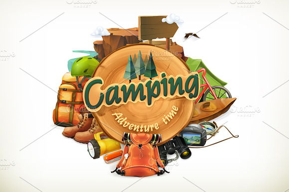 Camping Summer Adventure Label