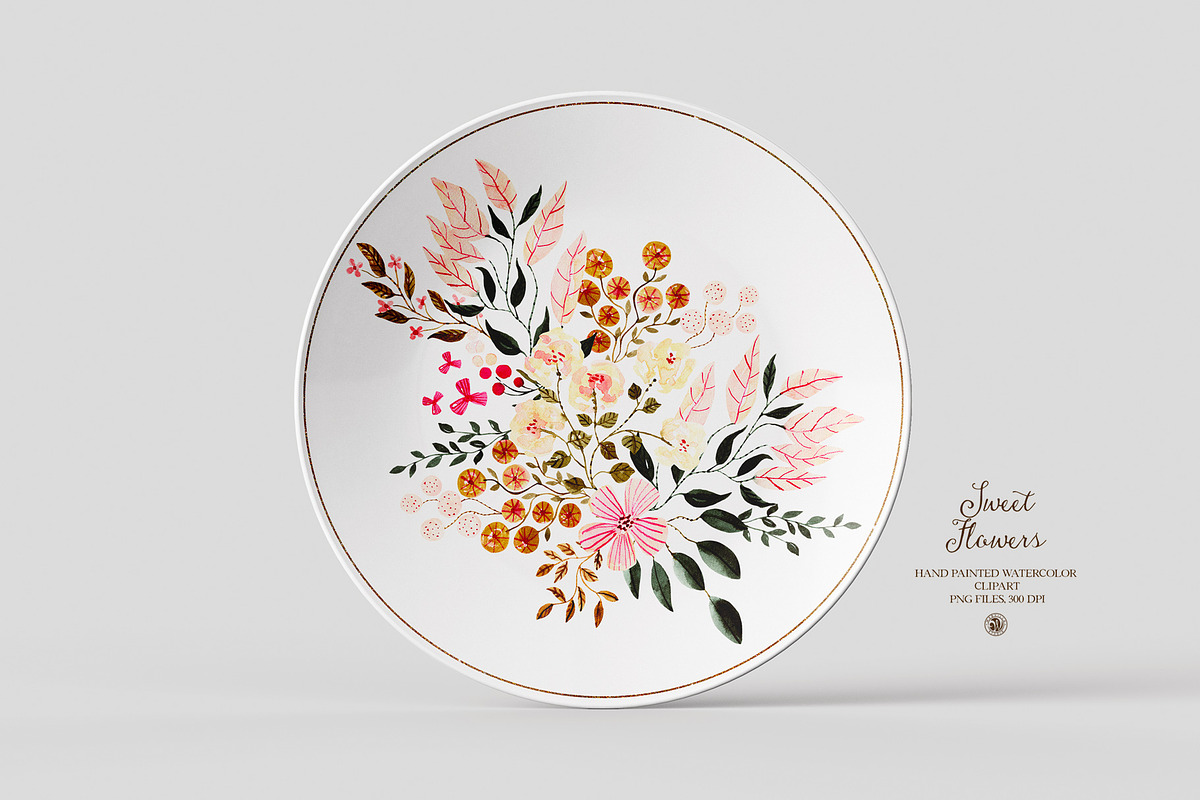 Sweet Flowers - watercolor set, an Illustration by Webvilla Studio (Photo 3 of 8)