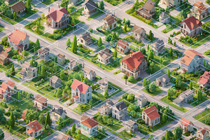 Detailed view of a suburban neighbor, a Photo by Pavel_design