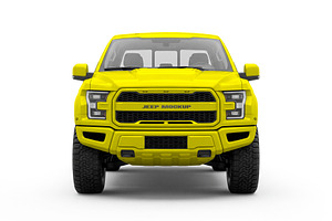 Pickup Truck Front View Mockup, an Advertising Mockup by graphypix