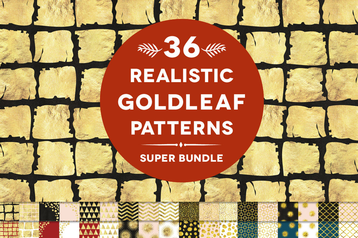 36 Gold Leaf Patterns Super Bundle