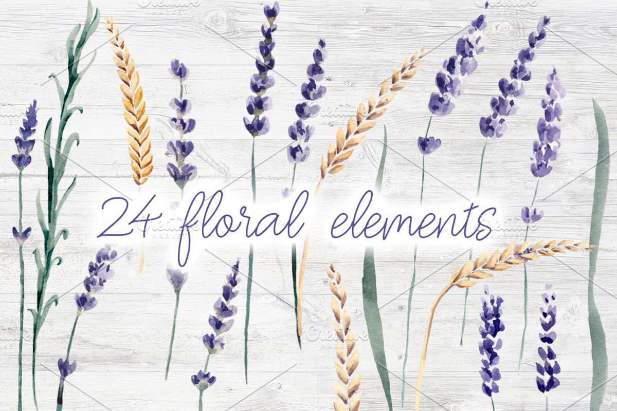 Lavender Watercolor Set Clipart, a Decorative Illustration by Sha1nee (Photo 2 of 8)