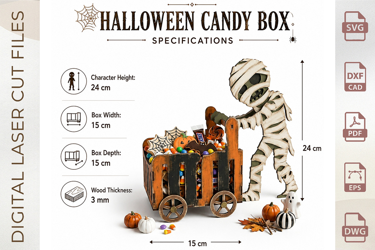 Halloween Candy Box Laser Cut Bundle, an Object Graphic by WoodoraCut (Photo 2 of 14)