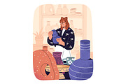 People do ceramics. Pottery workshop, a Person Illustration by PaperTrident (Thumbnail 4 of 11)