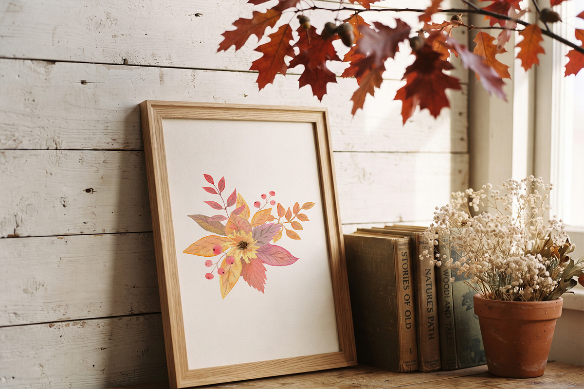 Autumn Watercolor Clipart & Patterns, a Decorative Illustration by Nadia Semyroz (Photo 10 of 19)