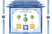 Chinoiserie Blue Watercolor, a Decorative Illustration by LABFcreations (Thumbnail 6 of 10)
