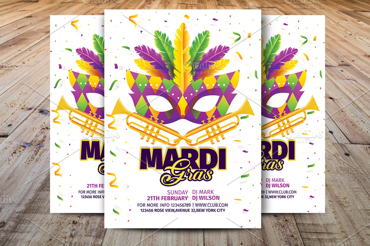 Mardi Gras Carnival Invitation/Flyer, a Flyer Template by Madhabi Studio (Photo 1 of 5)