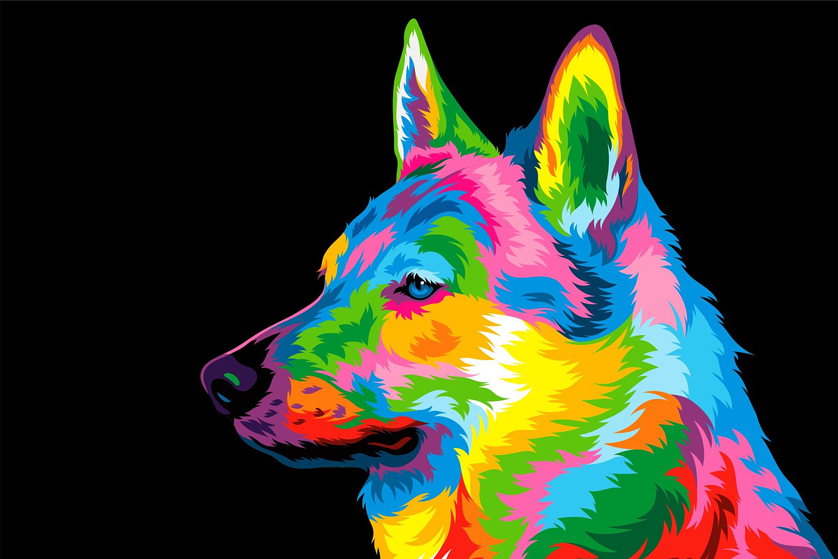 Dog colorful rainbow vector artwork, an Animal Illustration by weervector (Photo 2 of 2)