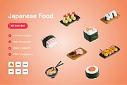 Japanese Food 3D Icons Set, a Food & Drink 3D Model by Kmg Design (Thumbnail 1 of 2)