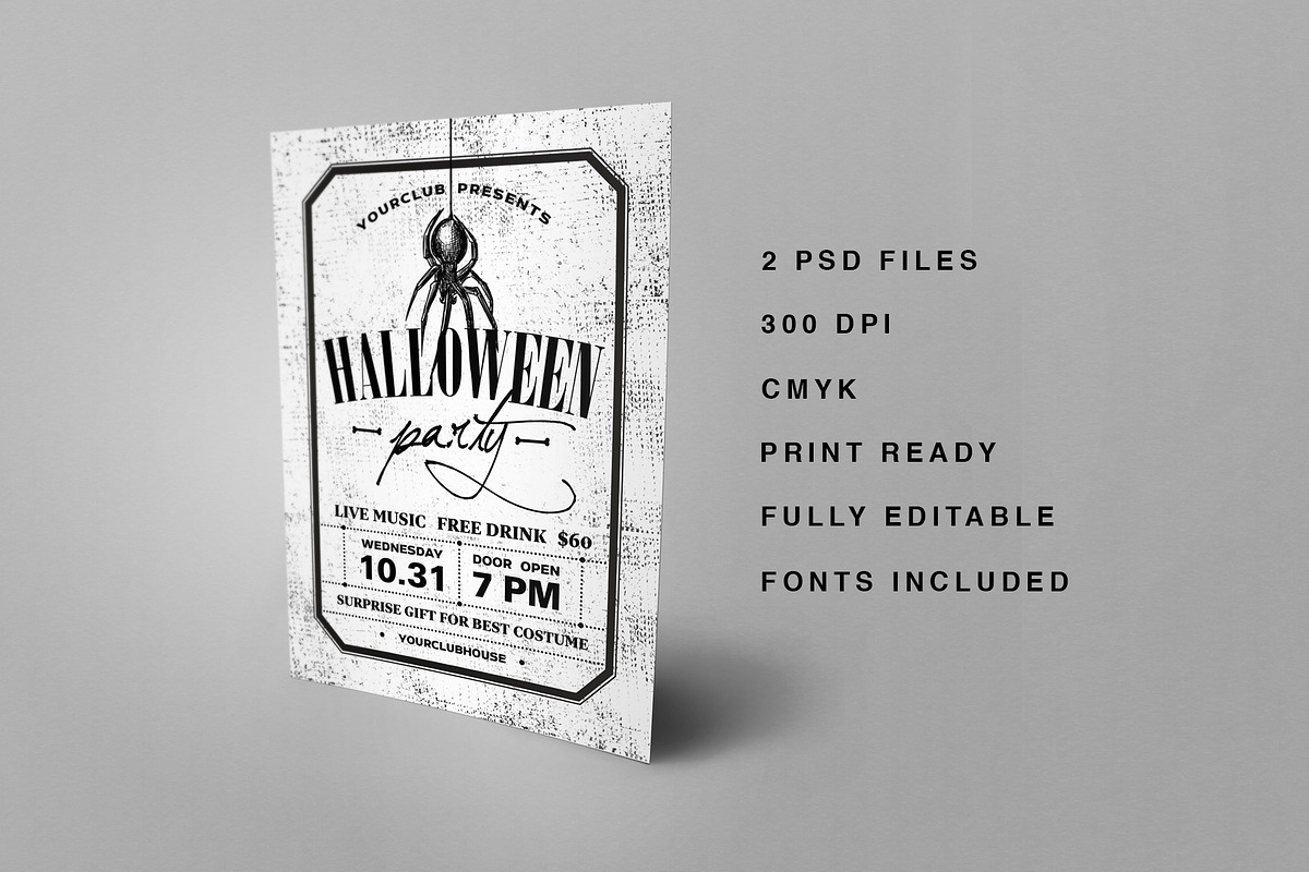 2 Vintage Halloween flyer templates, a Flyer Template by Marie T (Photo 7 of 7)