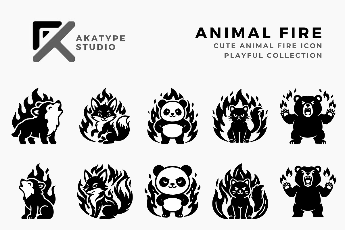 Cute Animal Fire, a Solid Icon by Akatype Studio (Photo 1 of 3)